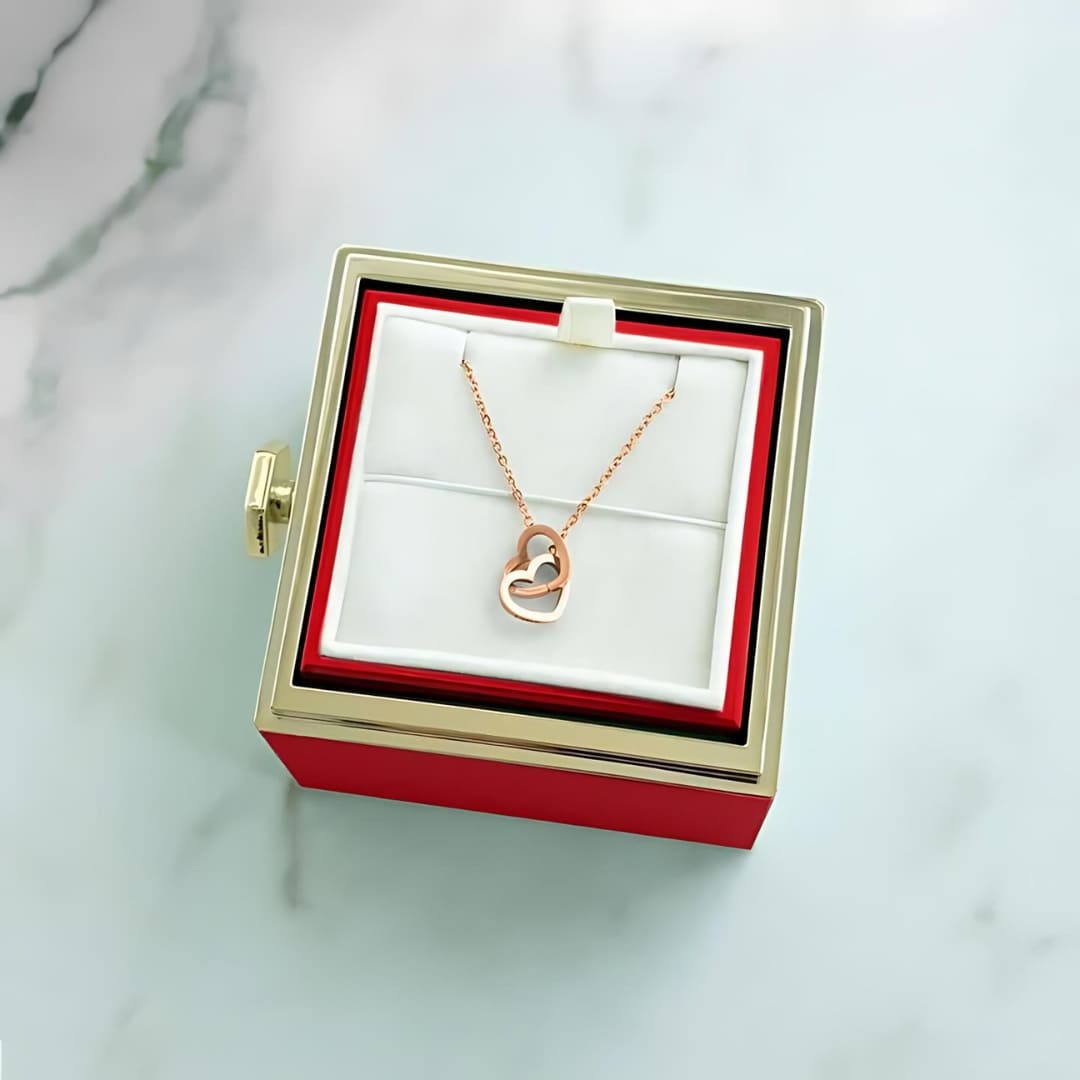 P'tit TRESOR- Box Rose & collier Double Cœur
