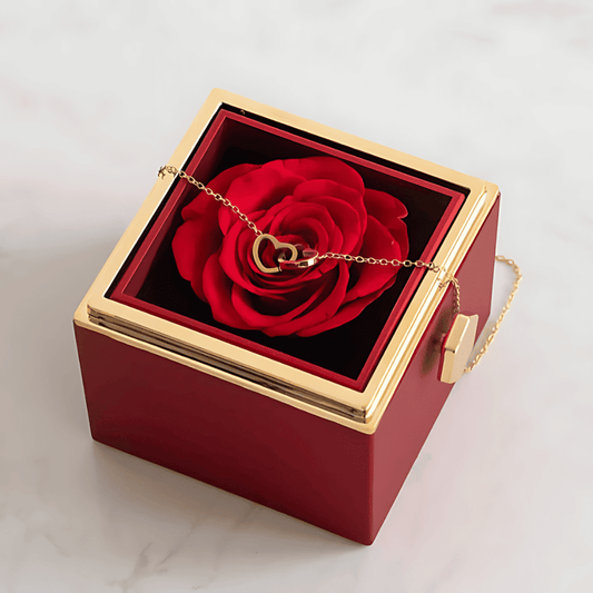 P'tit TRESOR- Box Rose & collier Double Cœur