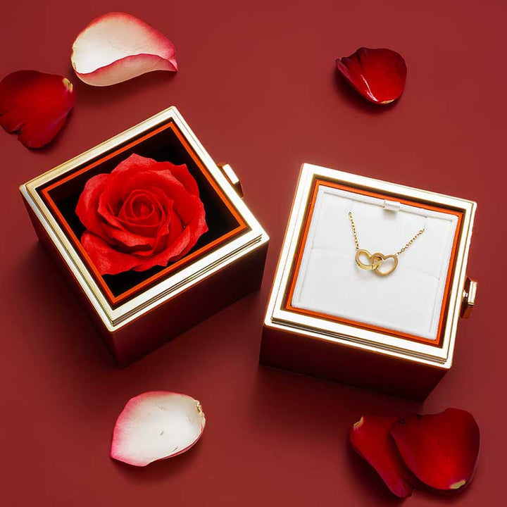 P'tit TRESOR- Box Rose & collier Double Cœur